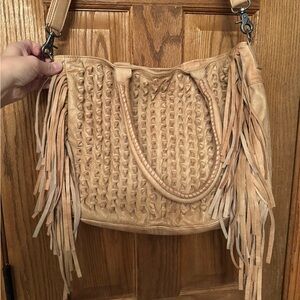 Elegant Tan Fringe Shoulder Bag